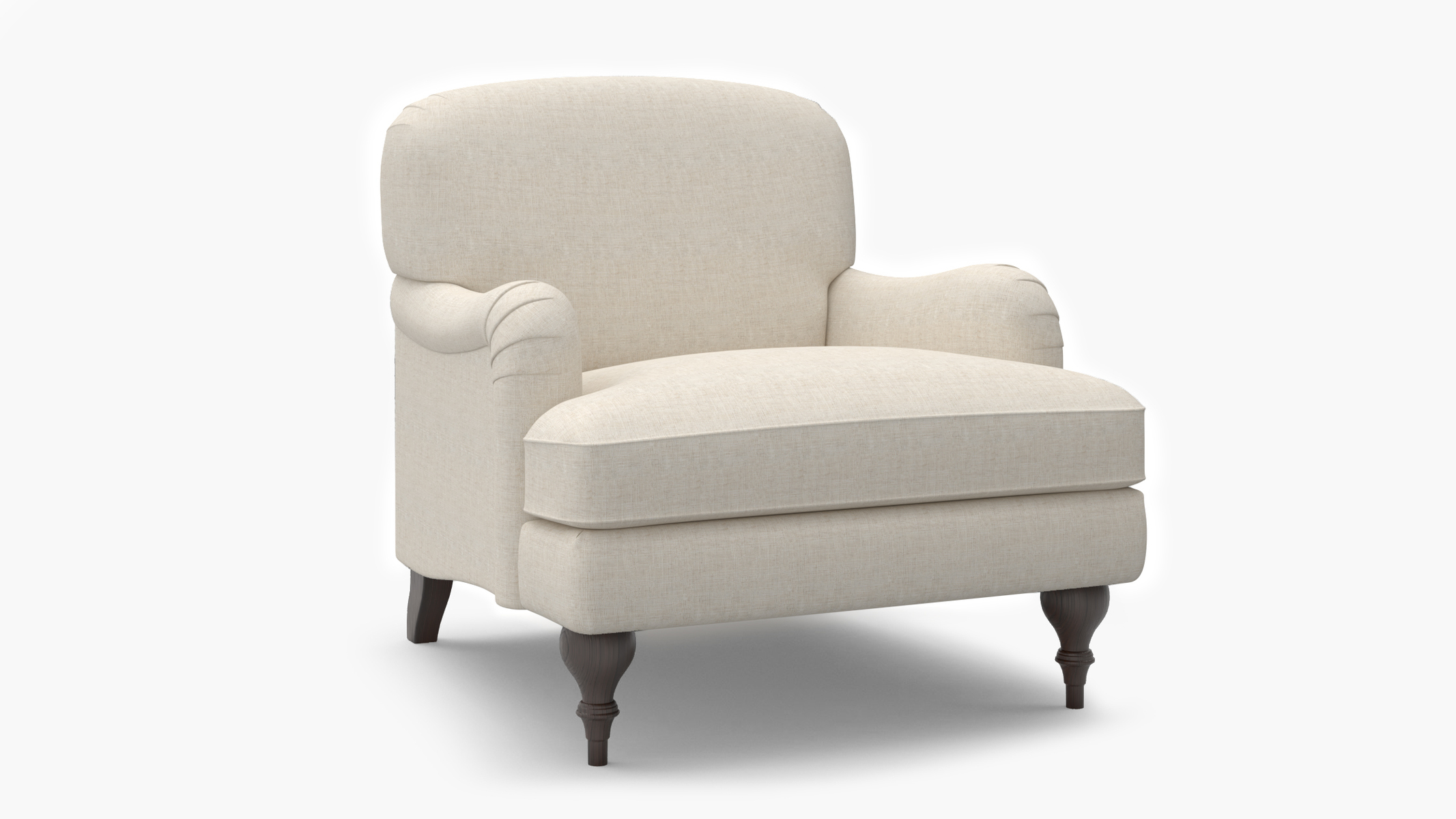 Talc Everyday Linen Upholstered Custom English Roll Arm Chair