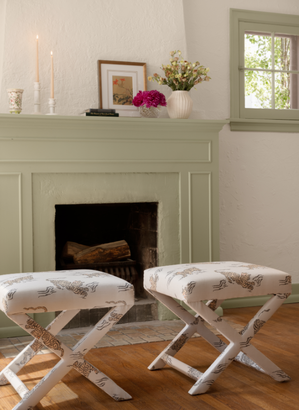 White Classic Velvet Upholstered Custom X Bench | The Inside Furniture