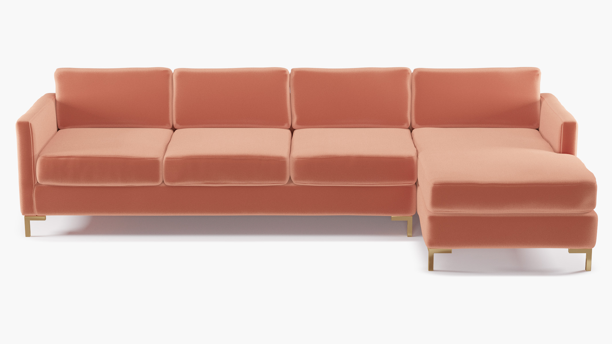 Coral Performance Velvet Upholstered Custom Modern Sectional