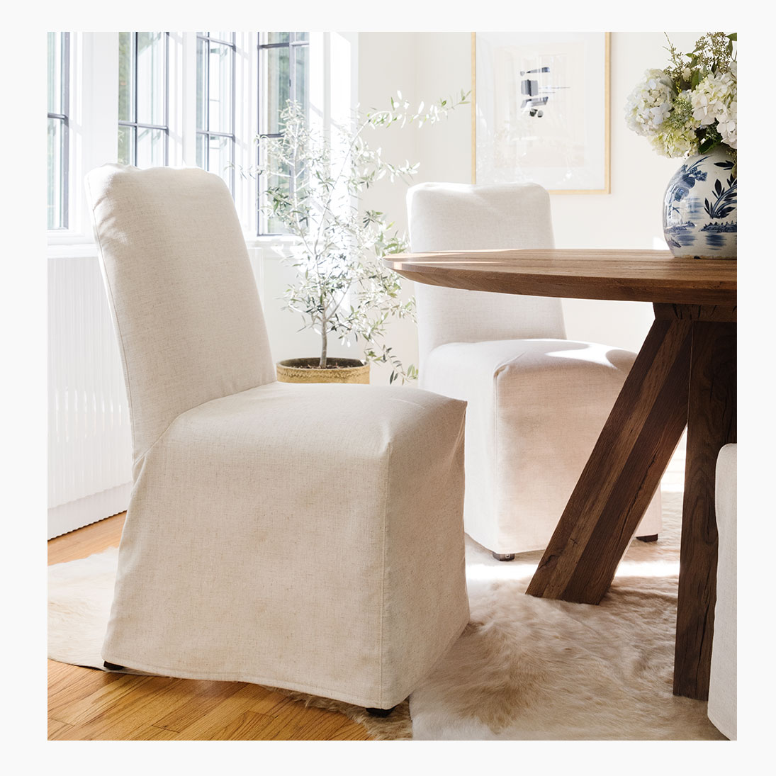 Coral Zebra Upholstered Custom Slipcovered Dining Chair Fully - Main Image