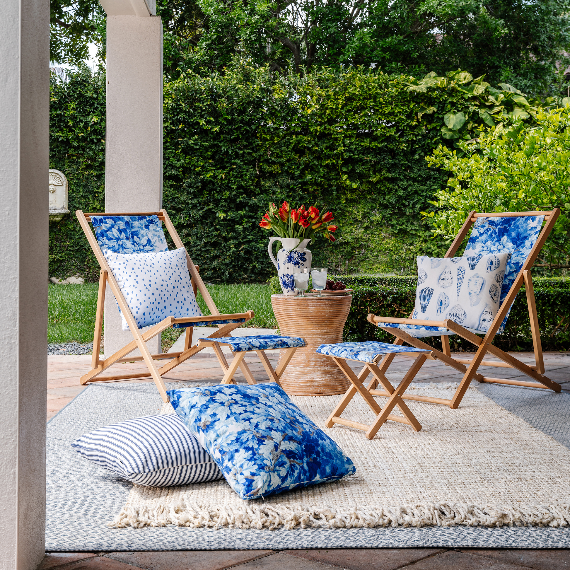 Navy Cabana Stripe Upholstered Custom Outdoor 14