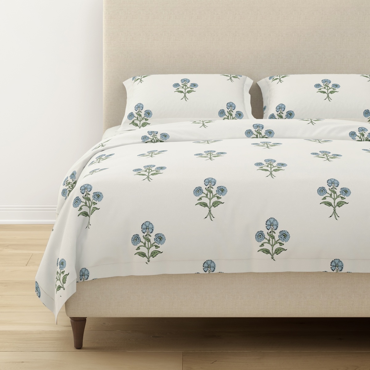 Organic Cotton Duvet Cover | Full/Queen | Blue Delphine