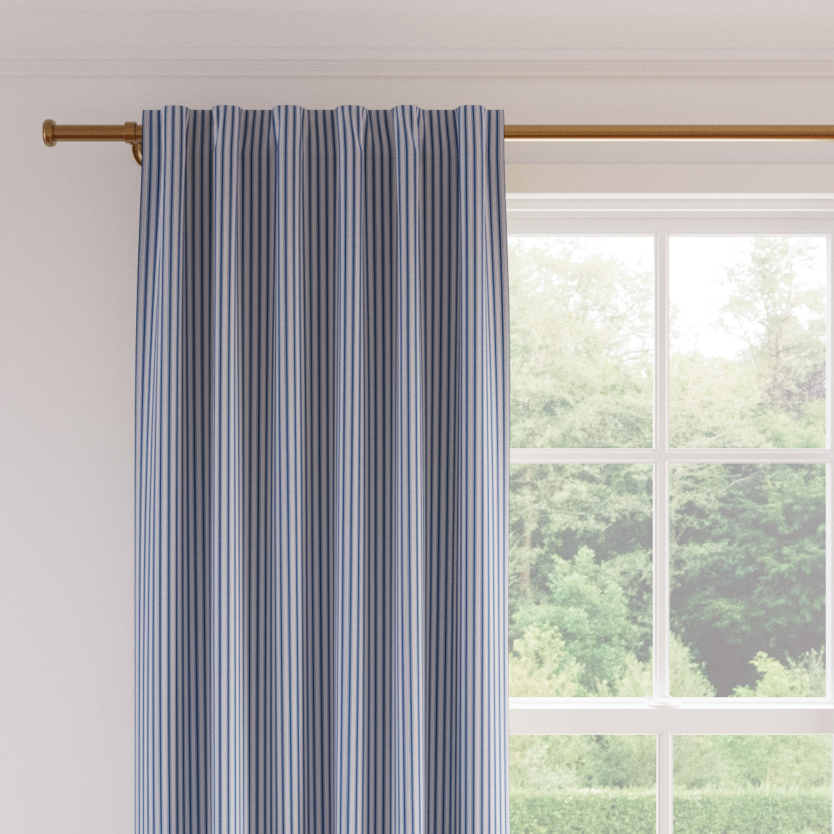 Cornflower Classic Ticking Stripe Upholstered Custom Printed Linen