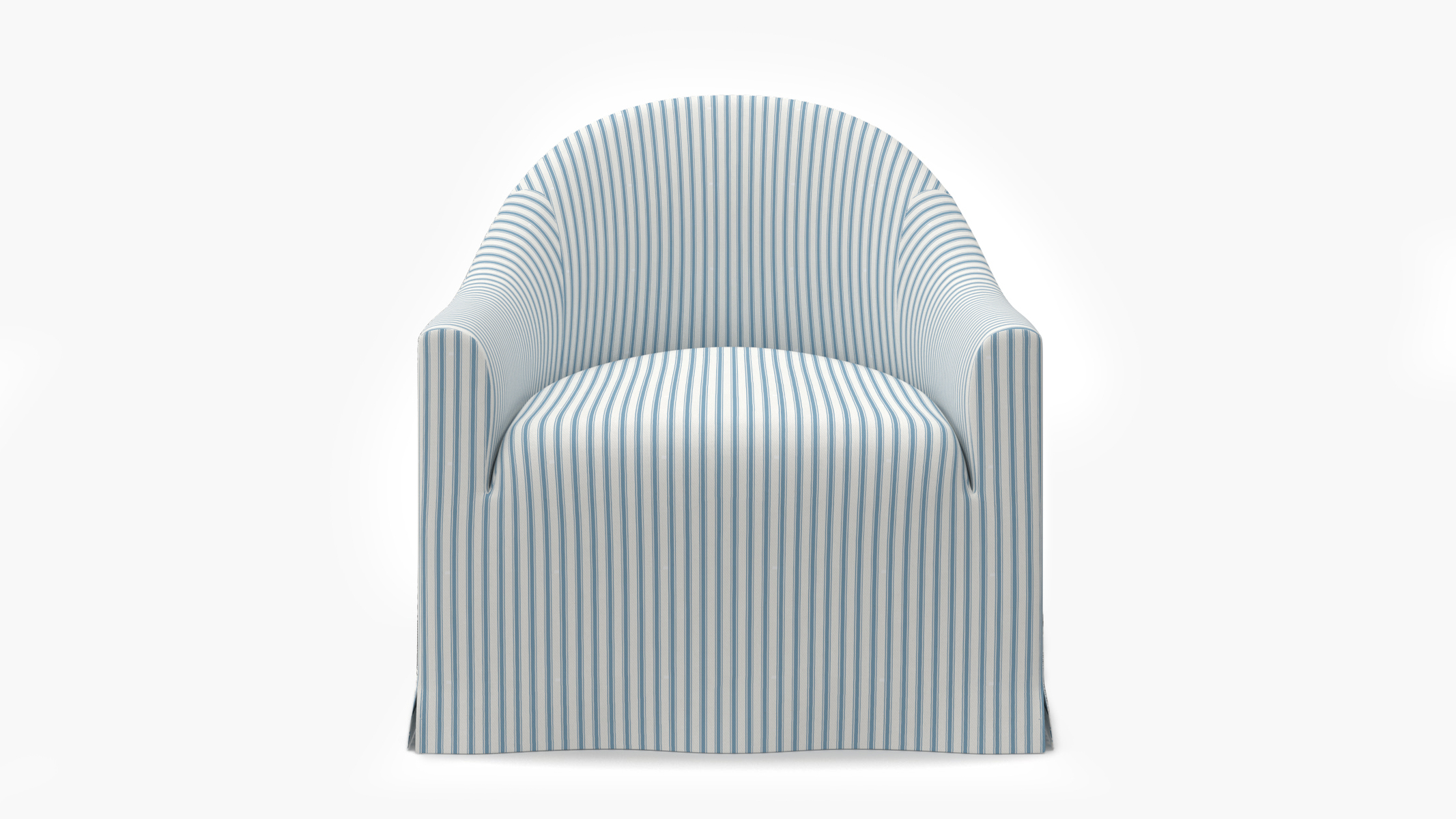Ticking Stripe Blue And White Striped Wingback Chair Cornflower