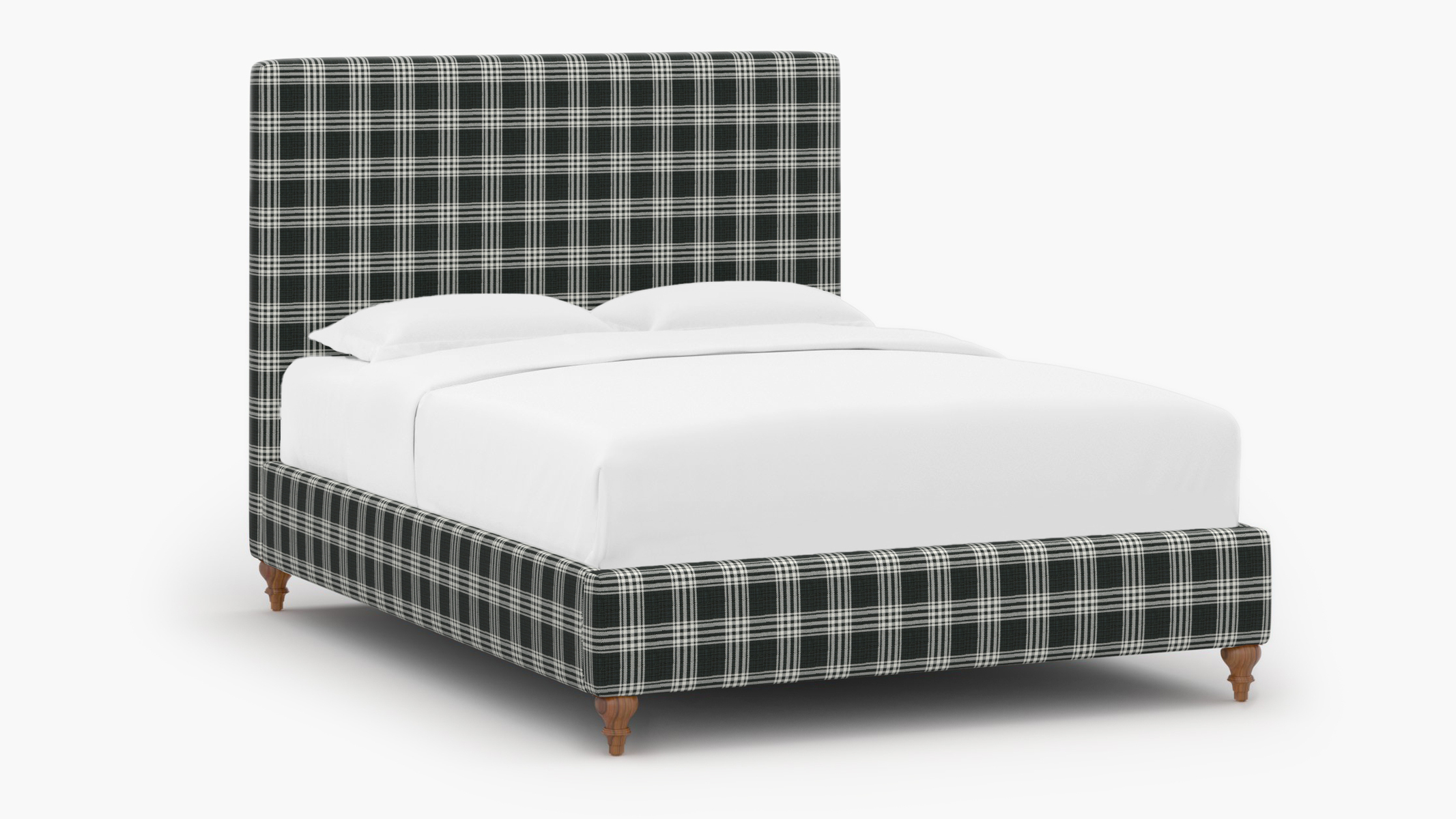 Classic Bed | Twin | Walnut Traditional Turned Leg | Barnegat Plaid