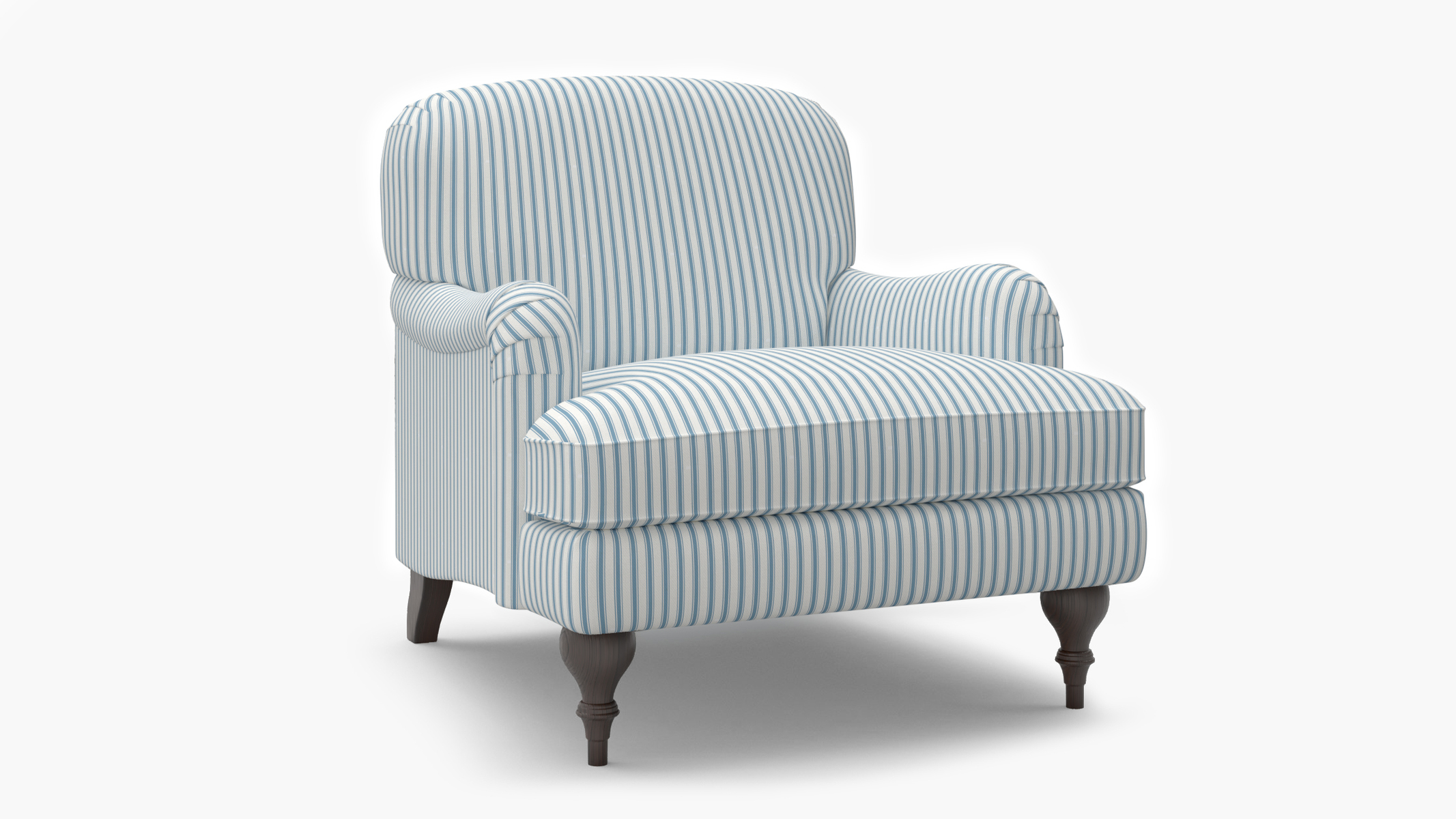 Cornflower Classic Ticking Stripe Upholstered Custom English Roll 