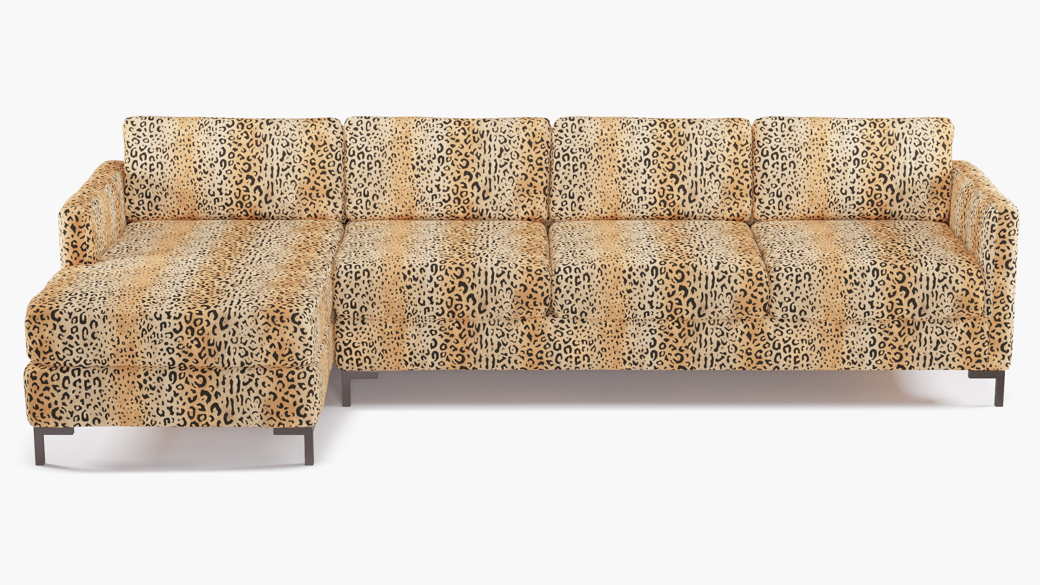Leopard Upholstered Custom Modern Sectional, Left Facing Bronze