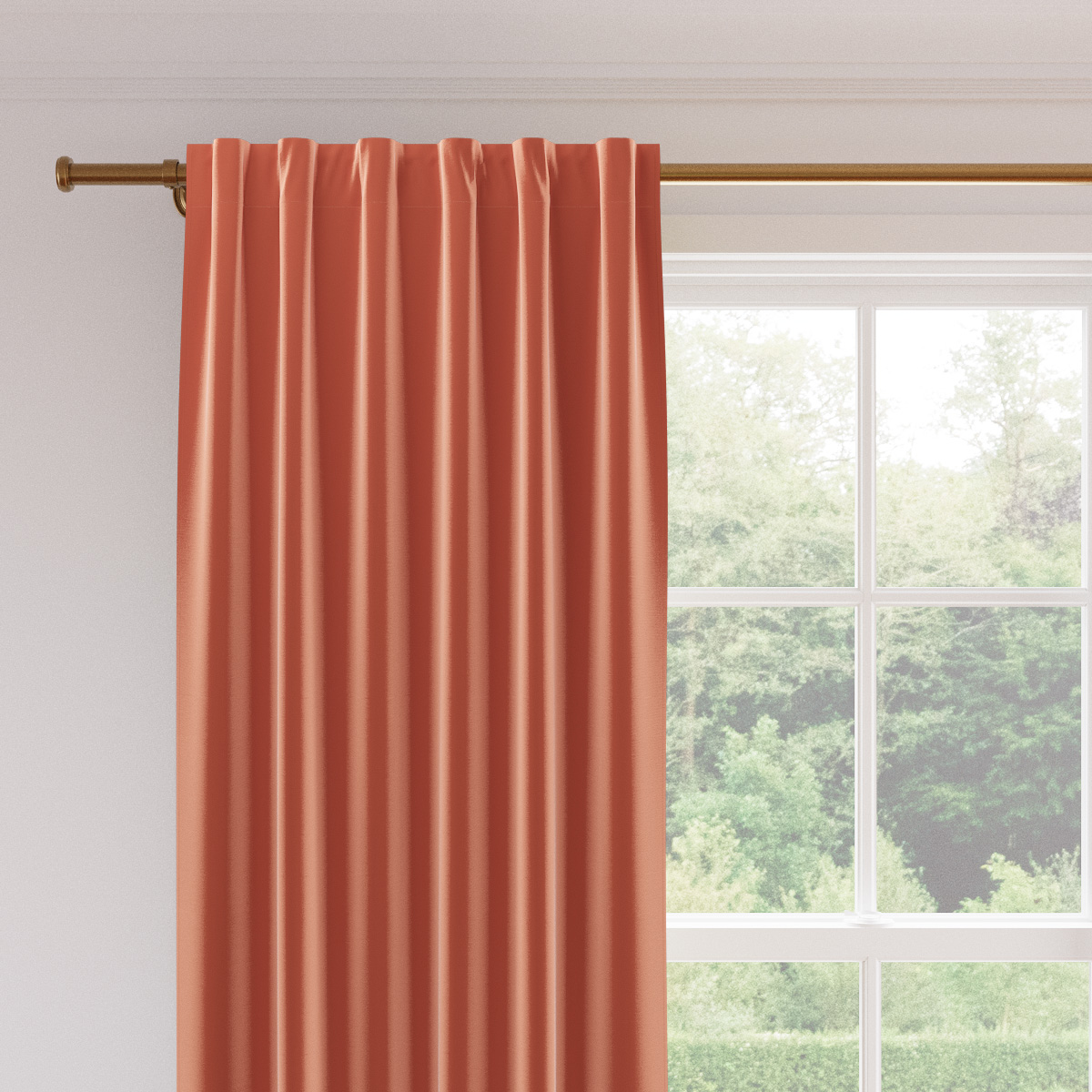 Coral Performance Velvet Upholstered Custom Velvet Blackout Curtain | 50\, image size:1200x1200