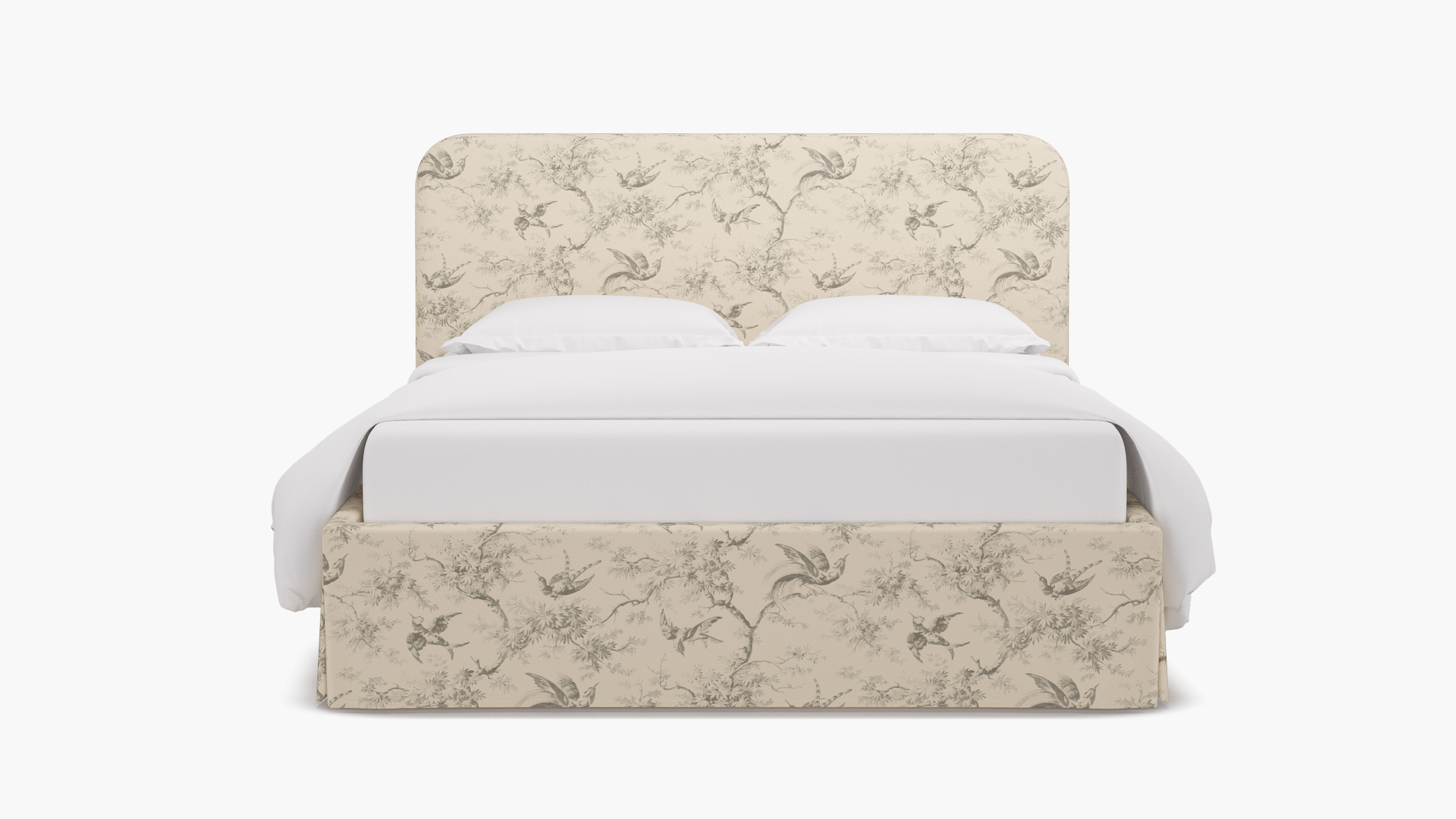 Skirted Platform Bed | King | Cream Swallows