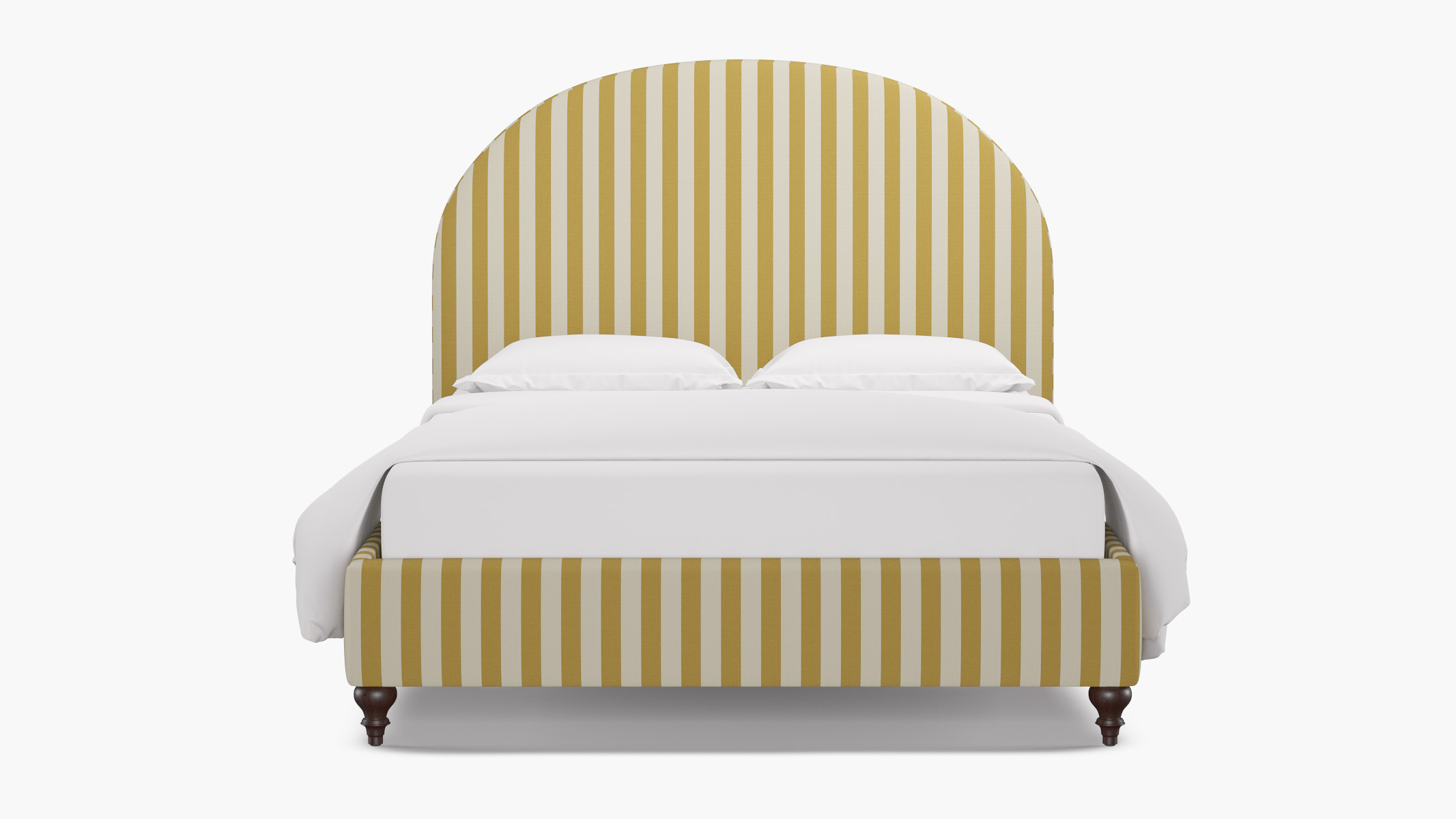 Demilune Bed | King | Espresso Traditional Turned Leg | Citrine Cabana Stripe
