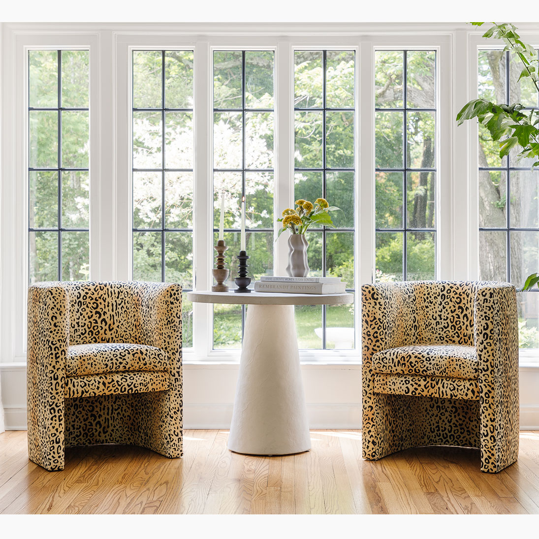 Leopard Upholstered Custom Barrel Back Dining Chair The Inside