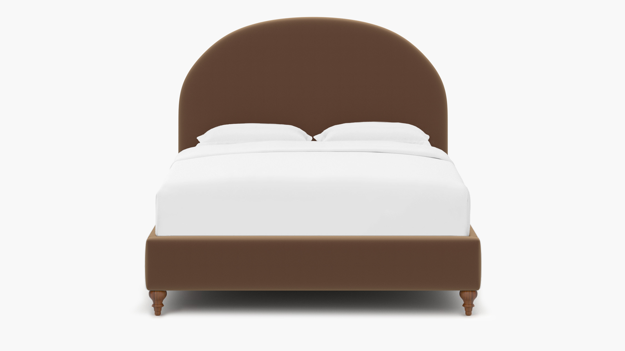 Demilune Bed | Twin | Walnut Traditional Turned Leg | Fawn Performance Velvet