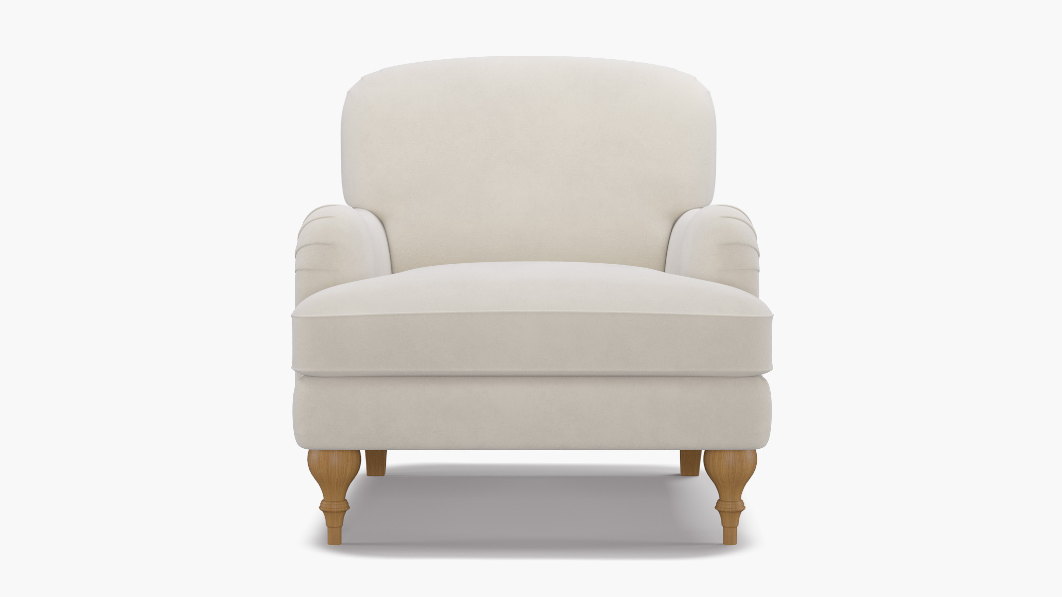 White Performance Velvet Upholstered Custom English Roll Arm Chair