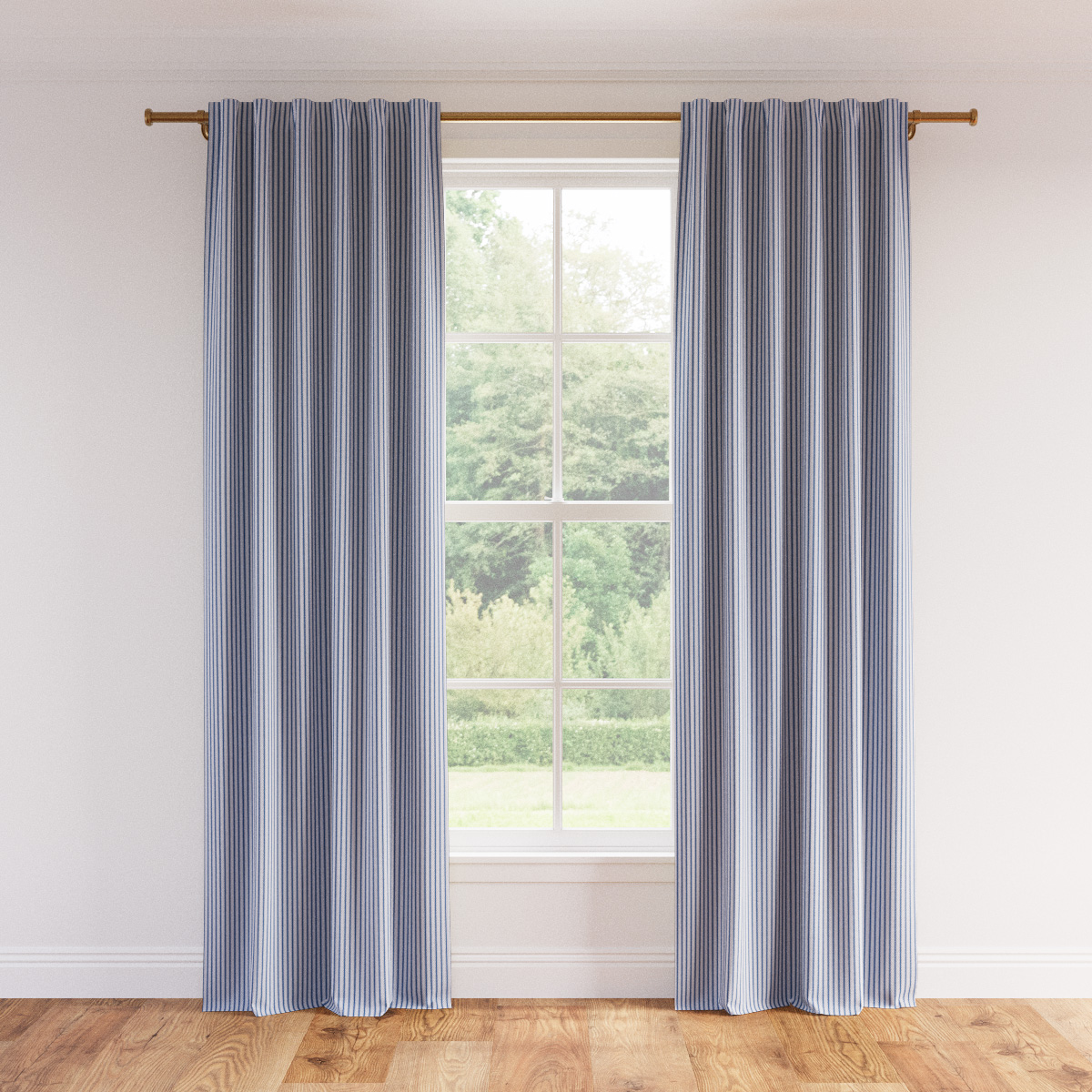 Cornflower Classic Ticking Stripe Upholstered Custom Printed Linen