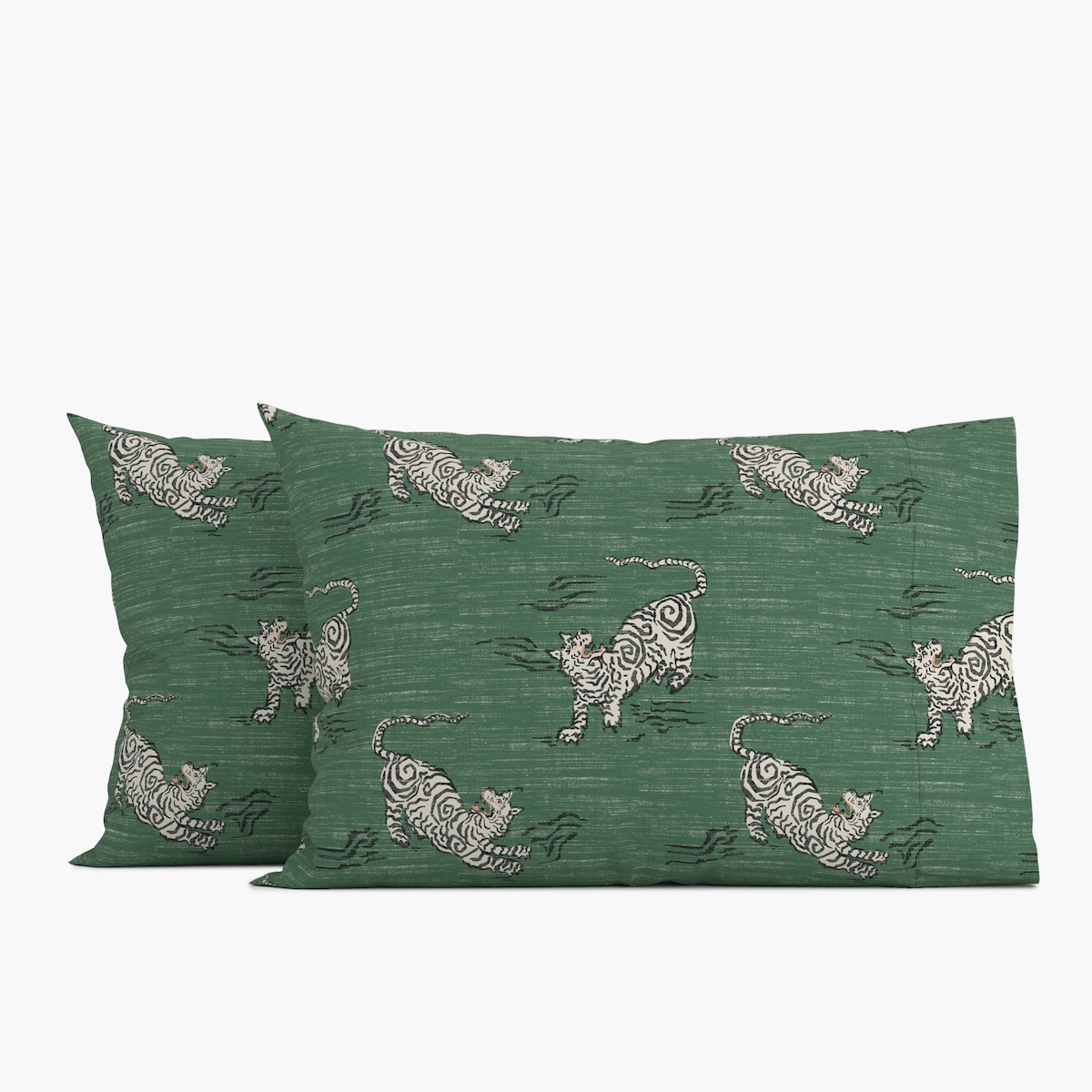 Cornflower Classic Ticking Stripe Upholstered Custom Camelback Bed