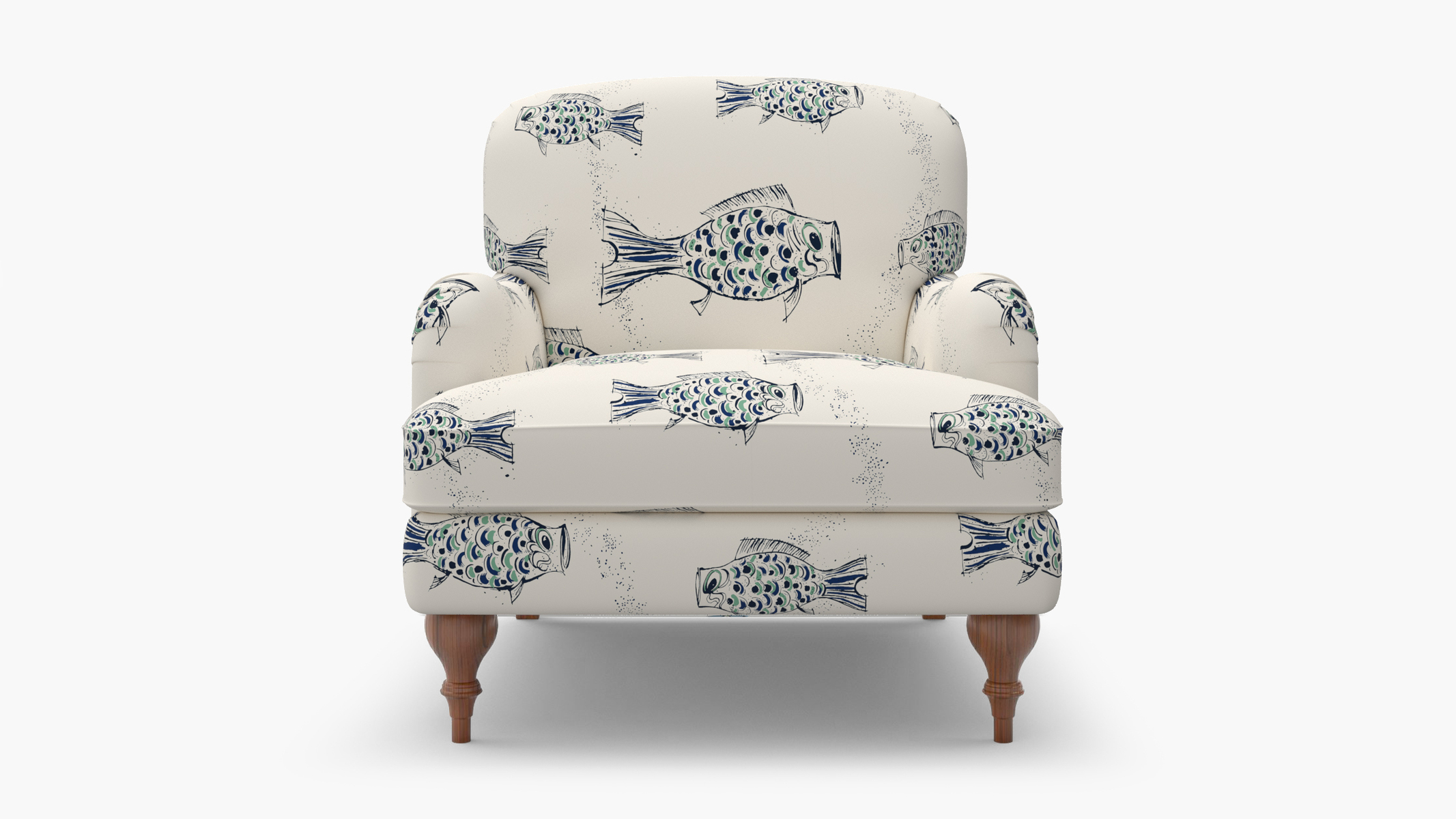 English Roll Arm Chair | Walnut | Canvas Sakana